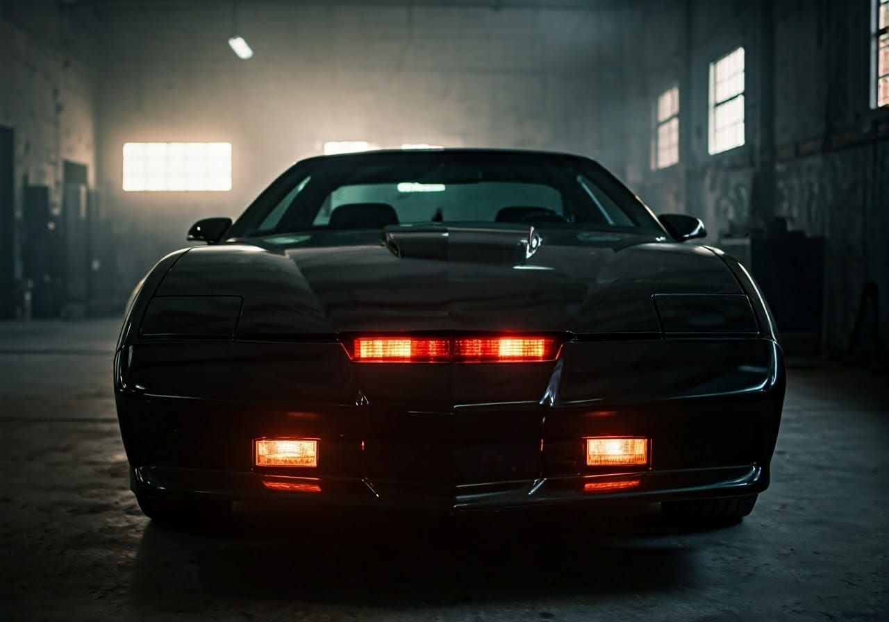 KITT Knight Rider, black Pontiac Trans Am with a small inset bar of red lights
