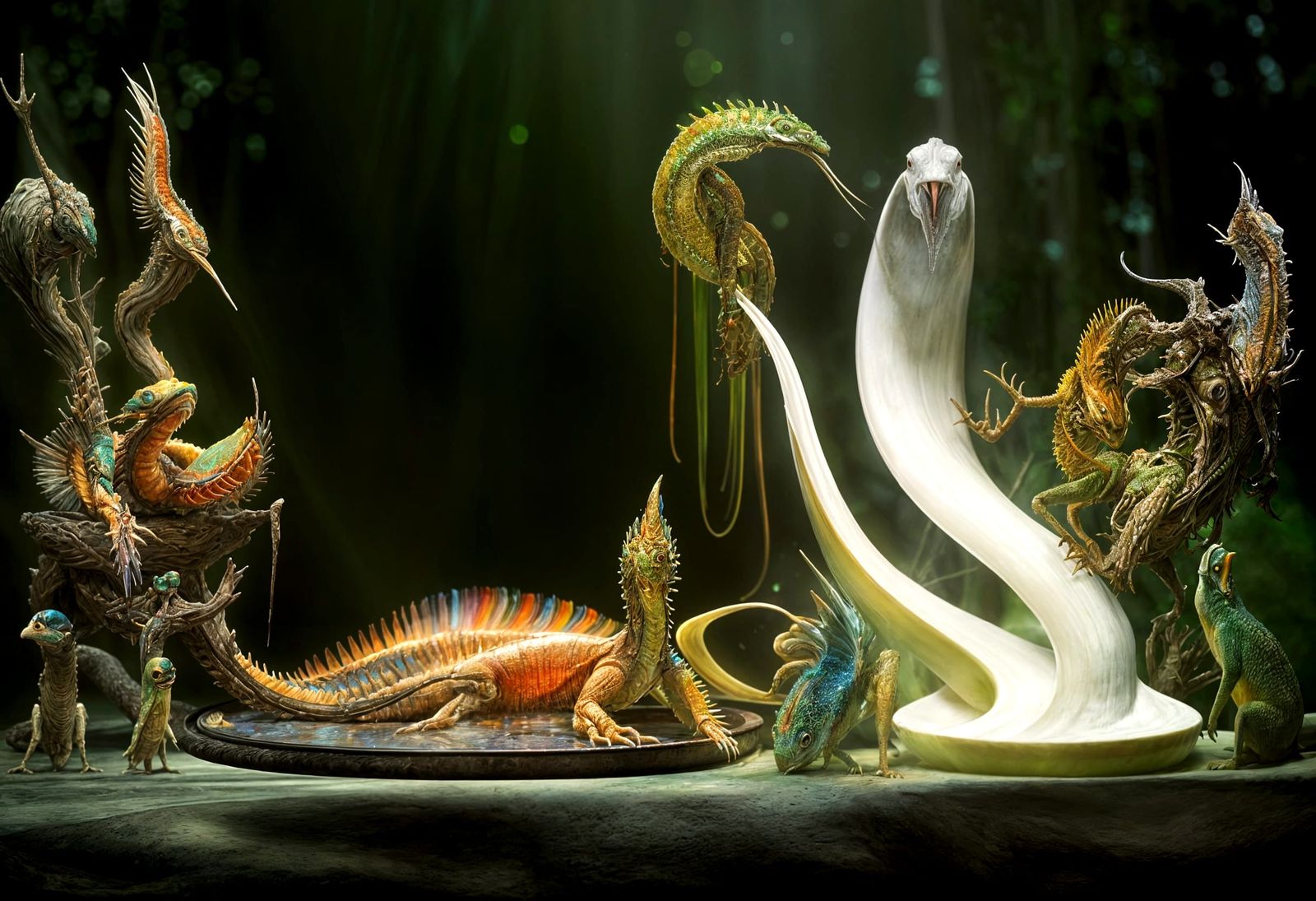 Exotic Alien Creatures in a Bizarre Landscape