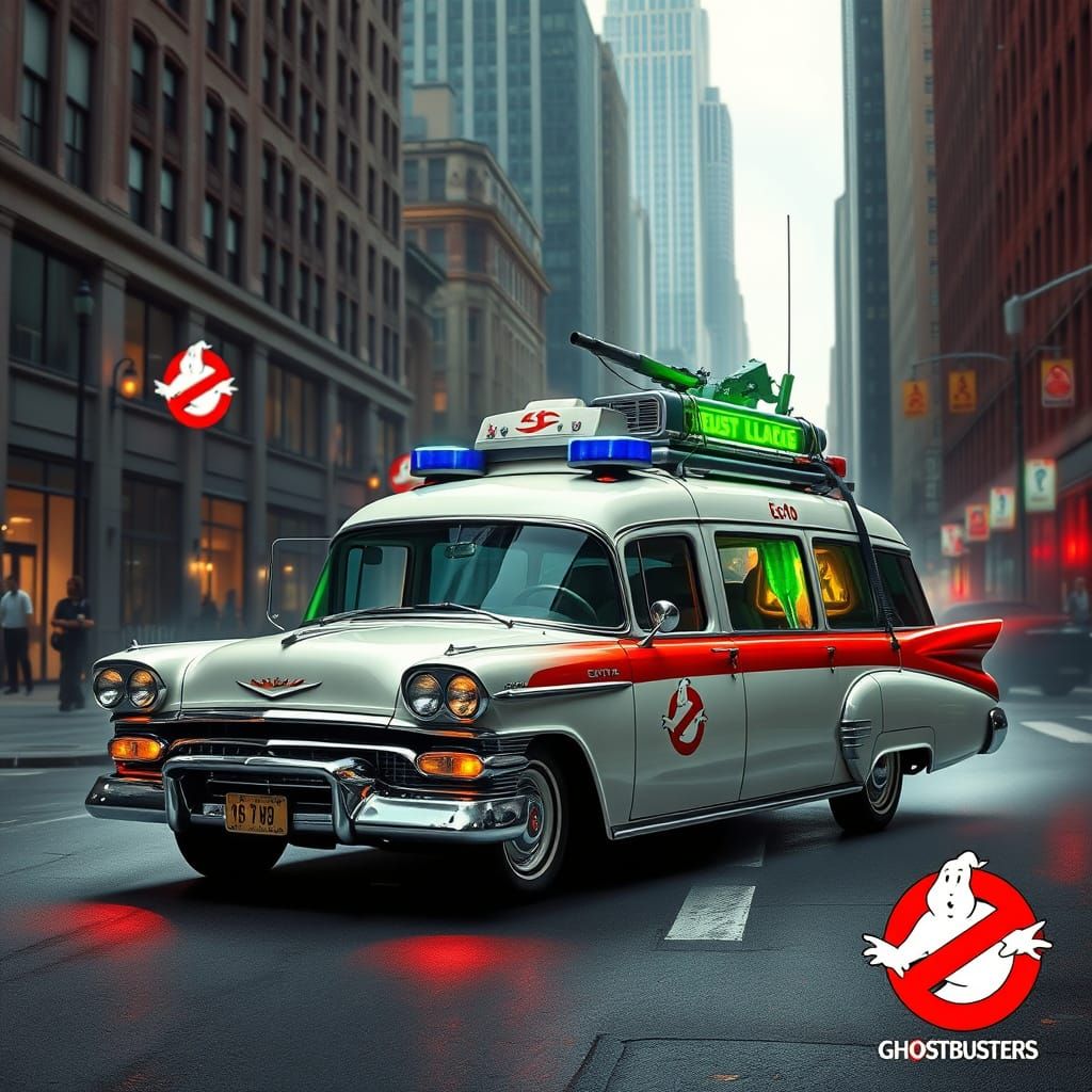 Ghostbusters' Ecto-1: Futuristic Retro Vehicle