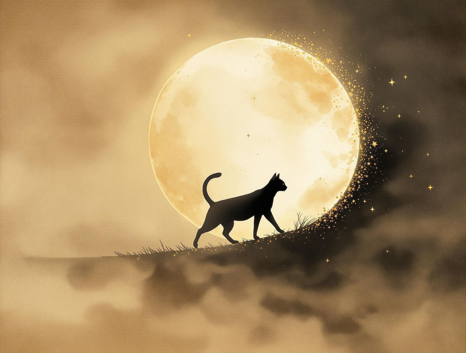 Moonlit Whispers in Charcoal and Ink Style