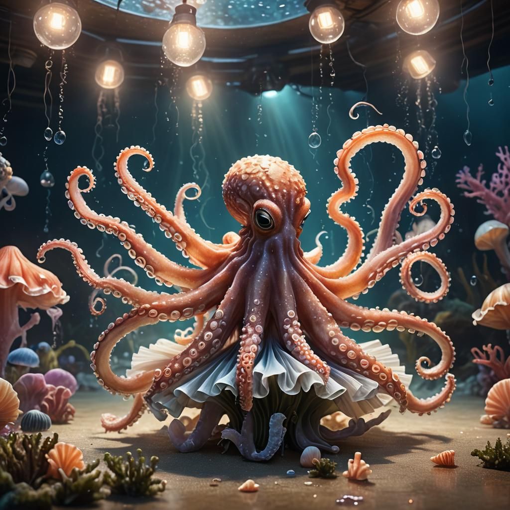 Octopus Ballet: Hyperrealistic Splash Art Performance