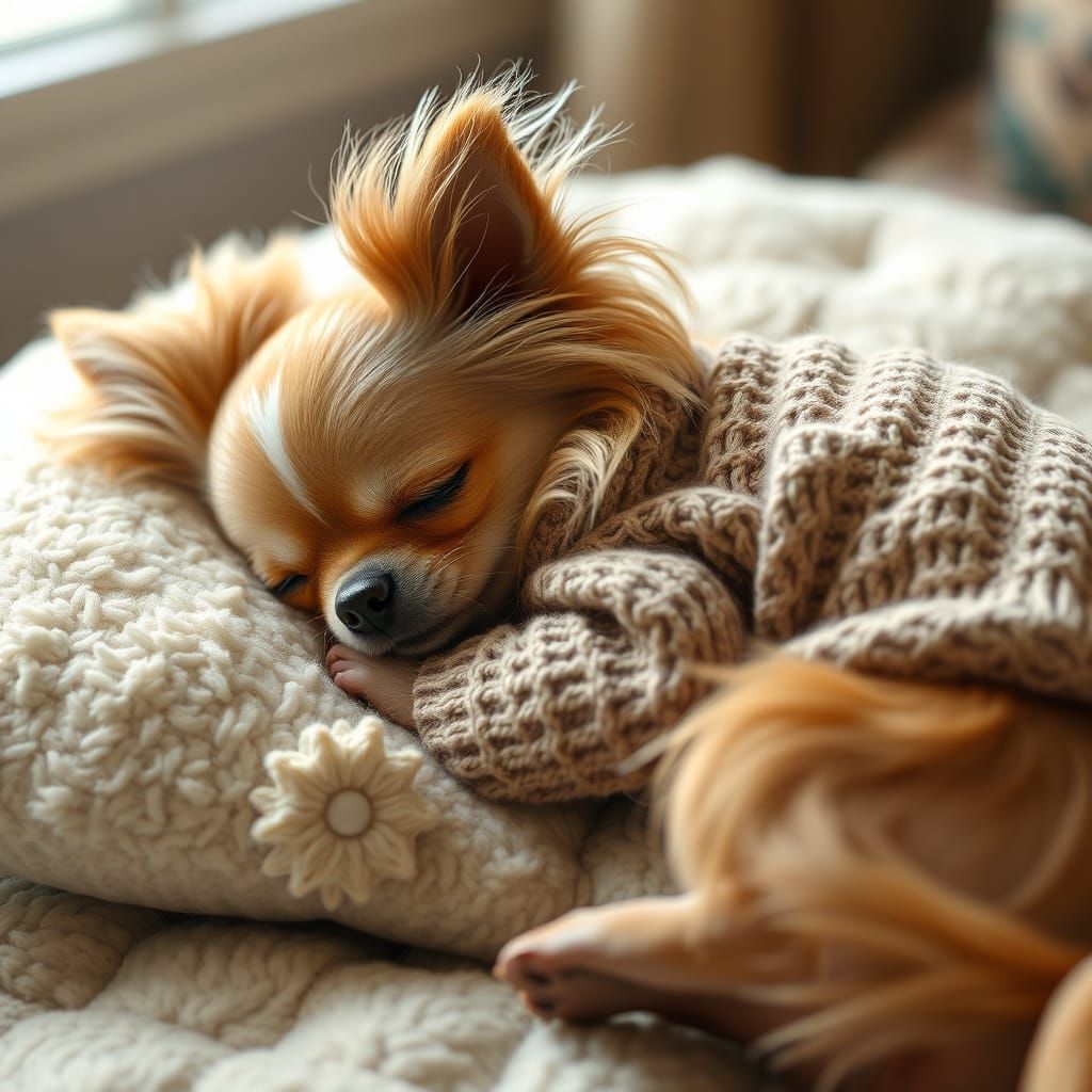 Chihuahua's Cozy Nap, Victorian Illustration