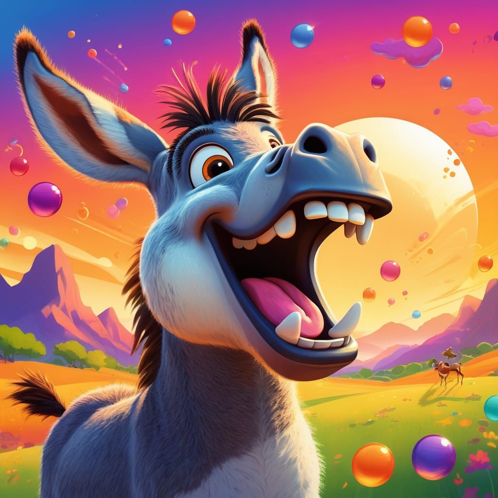 Singing Donkey Concept Art in Cartoon Style