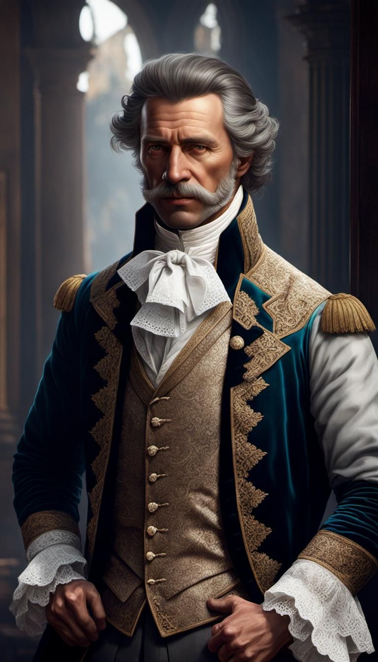 Lacepunk Man Portrait in Baroque Art Style