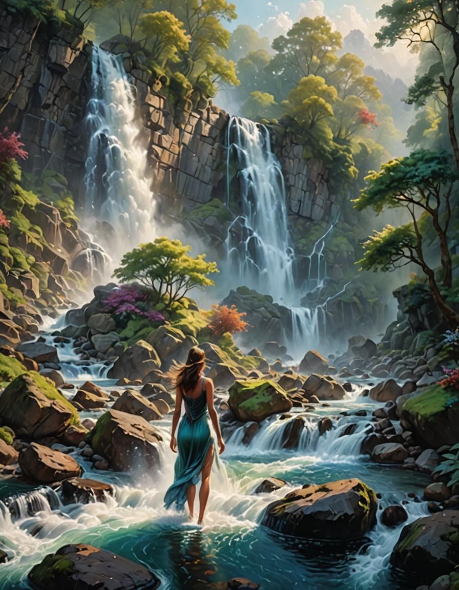 Beautiful view at waterfalls.