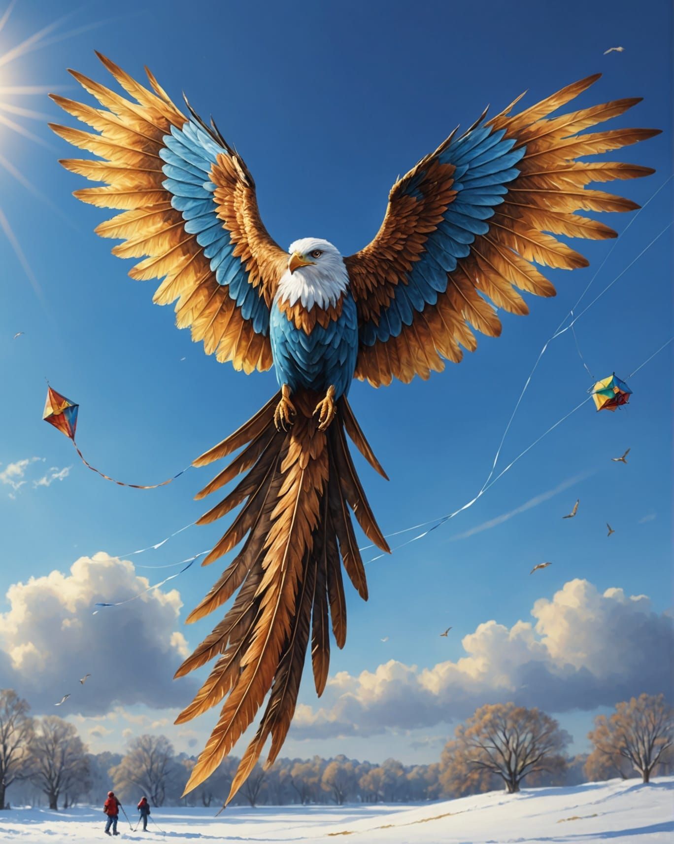 Hyperrealistic Winter Bird with Sparkling Feathers