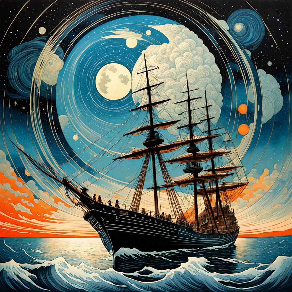 Ship Sails the Milky Way: Ukiyo-e Fairytale