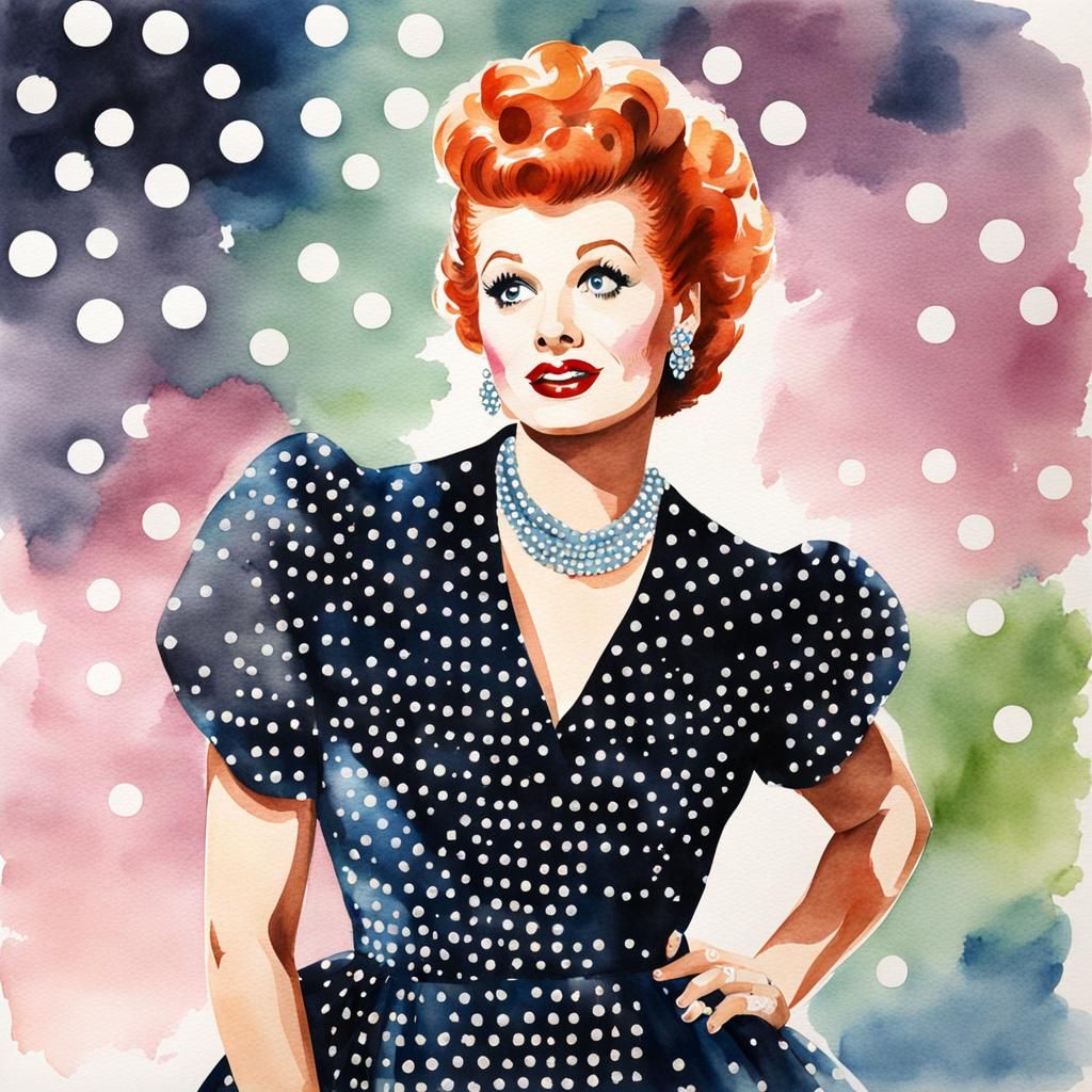 Lucille Ball as I Love Lucy: Watercolor Portrait