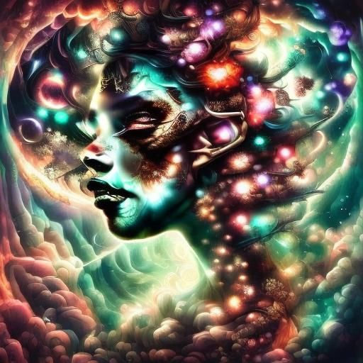 Geisha Gazing at Cityscape in Art Deco Style