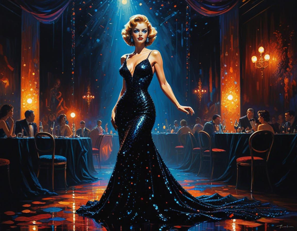 Marjorie Reynolds in Sequined Gown, Frazetta Style