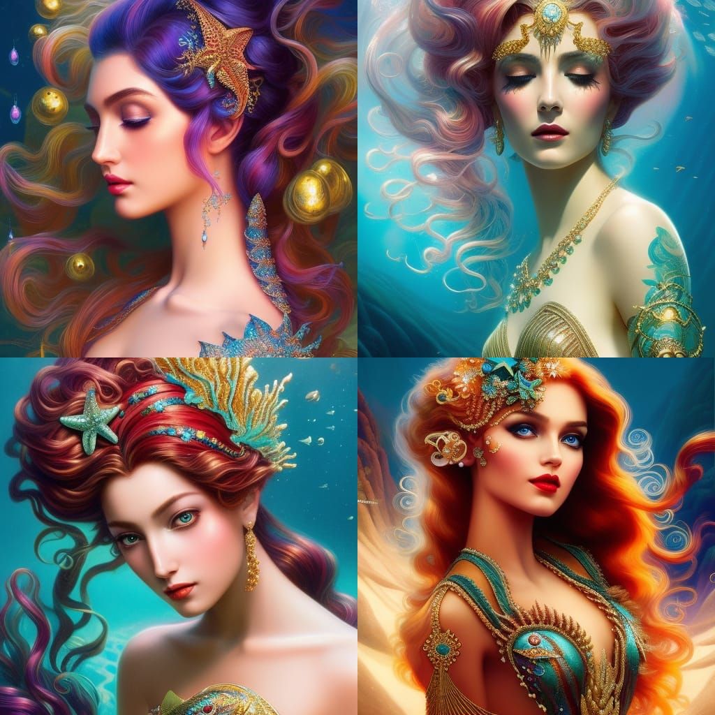Diva Mermaid in Detailed Surreal Underwater Scene