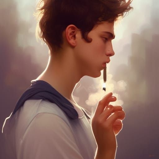 Teenager with Cigarette: Hyperdetailed Portrait
