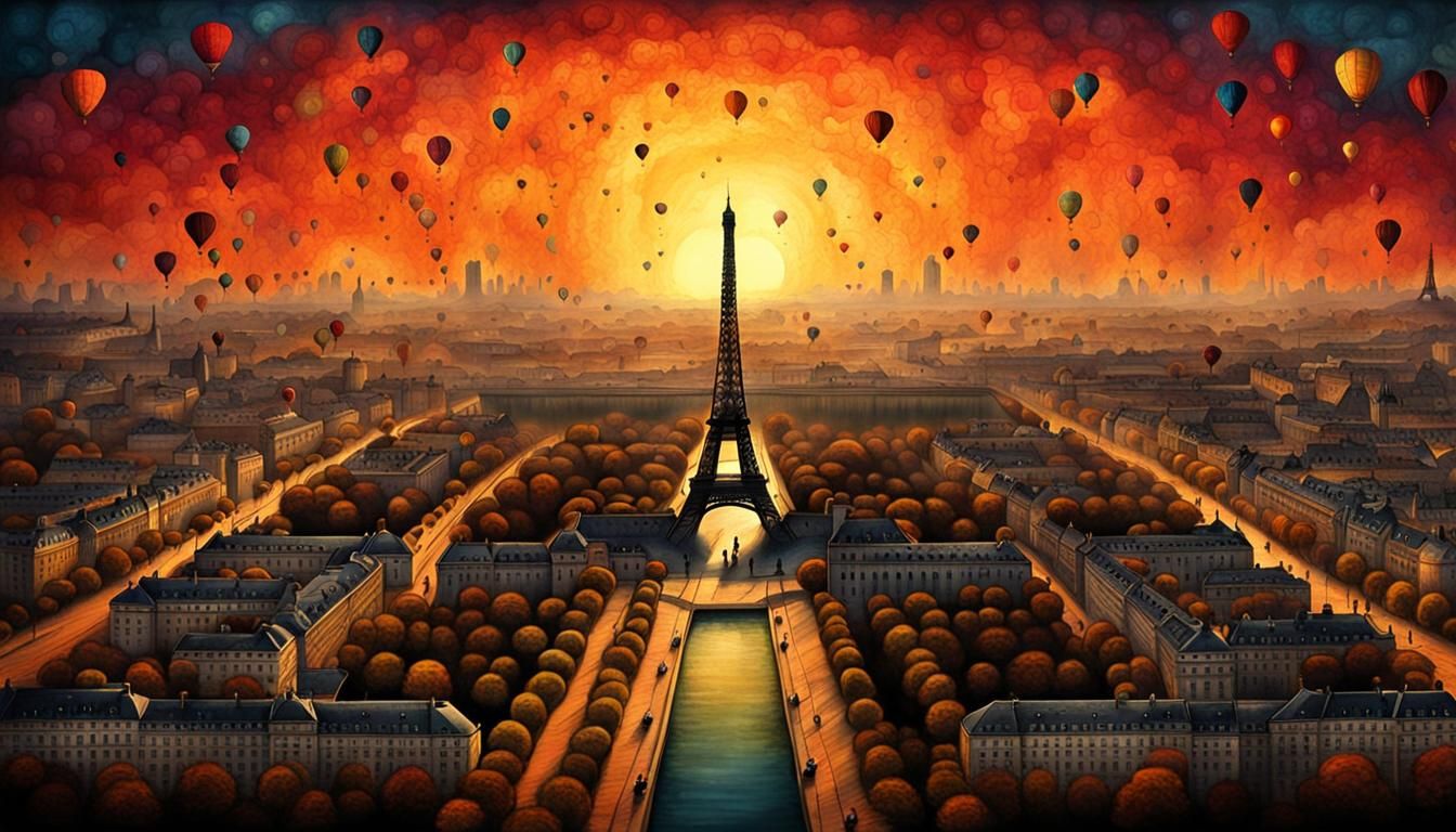 Paris Sunrise in Surrealist Style
