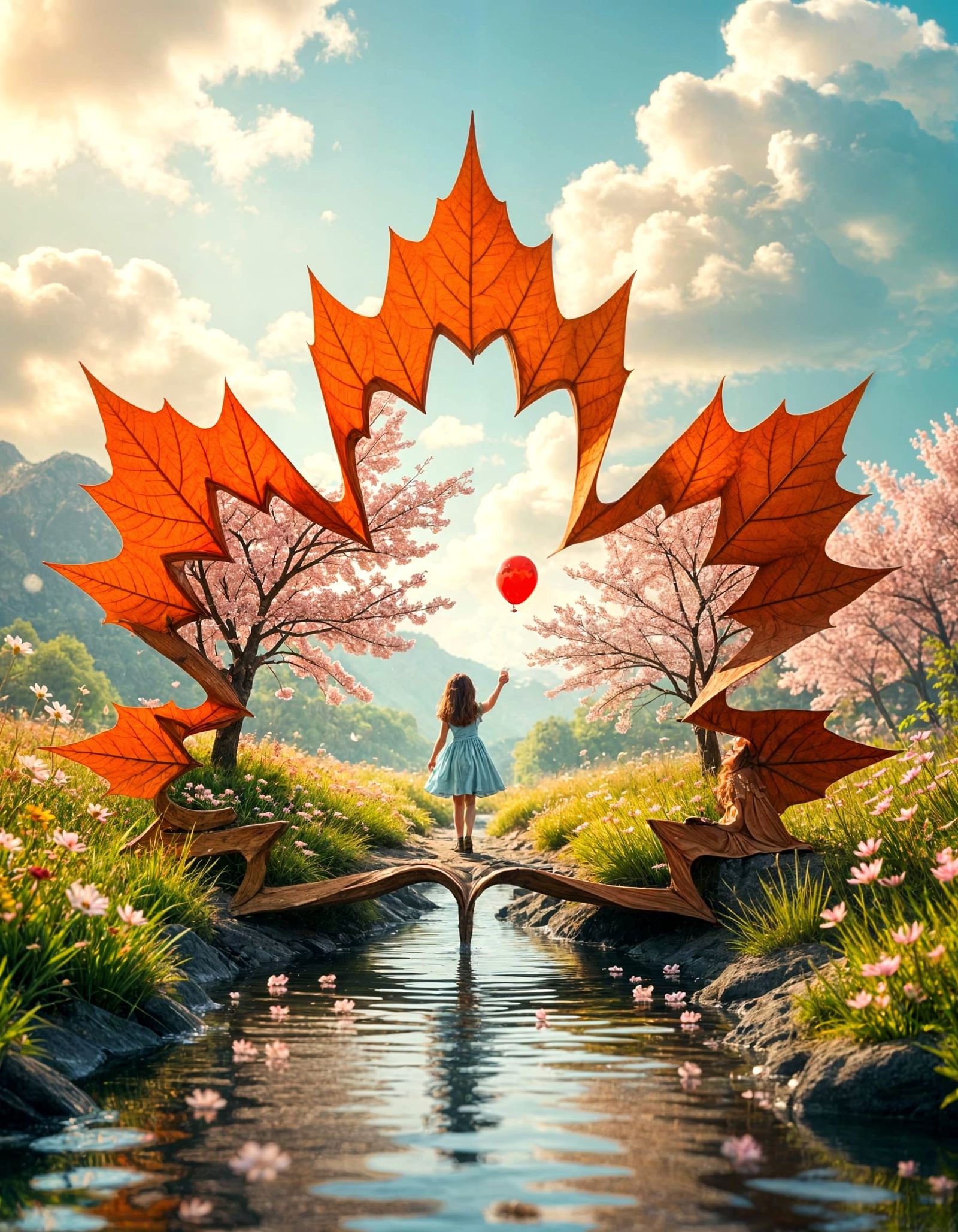 Miniature World Framed by Giant Maple Leaf