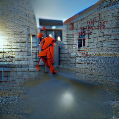 Inmate Attack on Night Guard: Detailed 3D Render