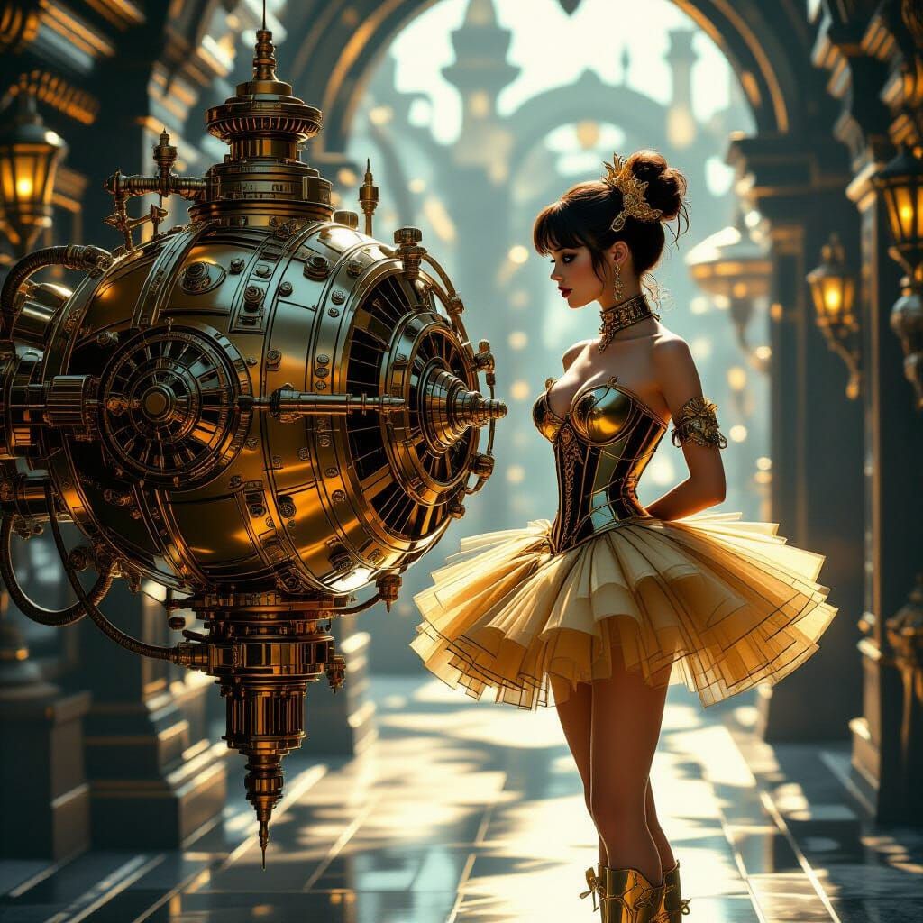 Steampunk Time Machine Merges with Gothic Girl