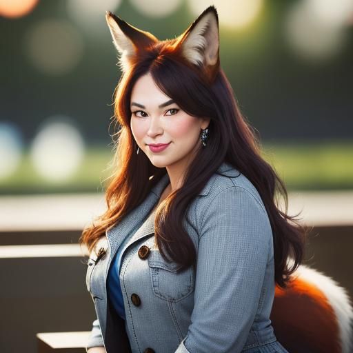 Fox Girl Portrait with Naughty Smile