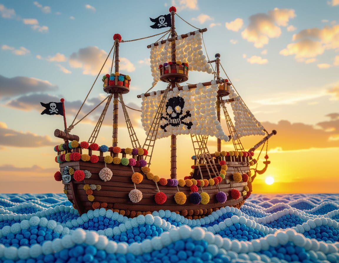 Pom-Pom Pirate Ship on a Pom-Pom Sea