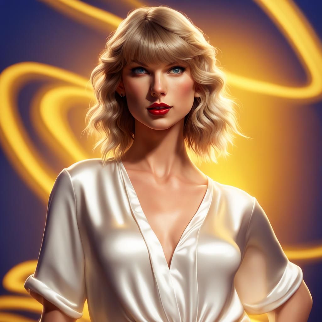 Taylor Swift in Satin Shirt: 3D Digital Art
