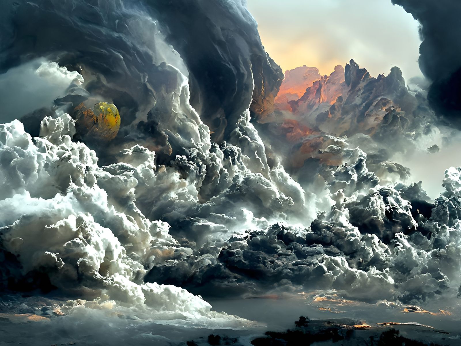 Colorful Night Sky with Dark Clouds, Digital Art