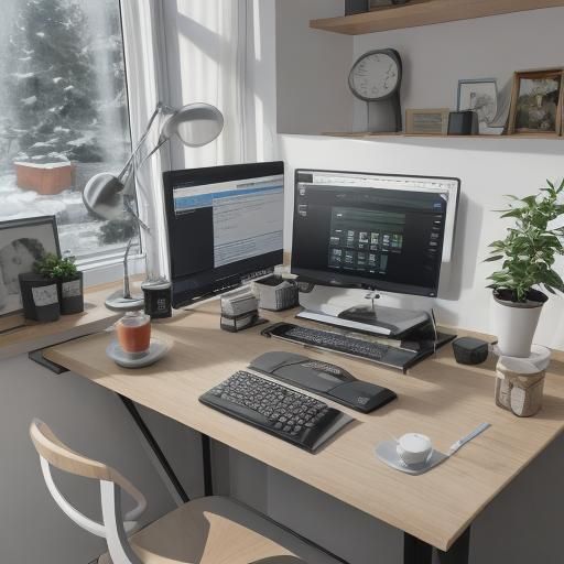 Minimalist Office Scene with Ergonomic Design