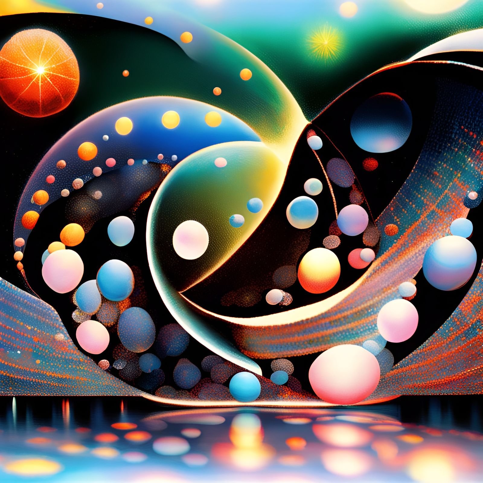 Psychedelic Geometric Art with Cosmic Lens Flare
