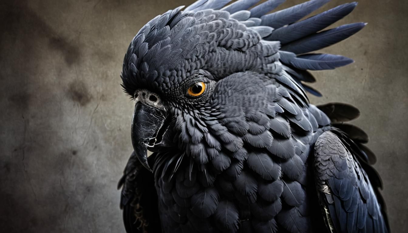 Dark Purple Cockatoo Preening Portrait
