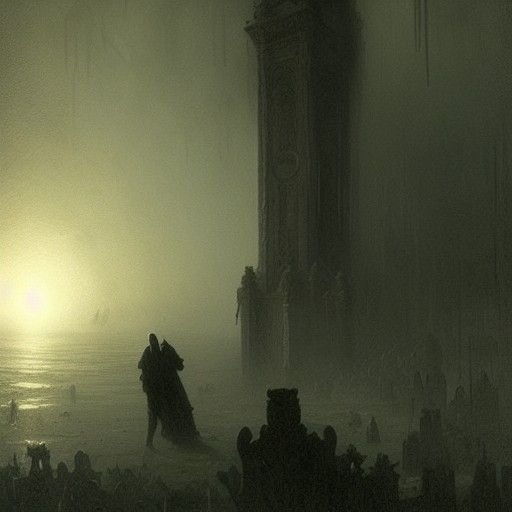 Eerie Horror Scene in Gustave Doré Style