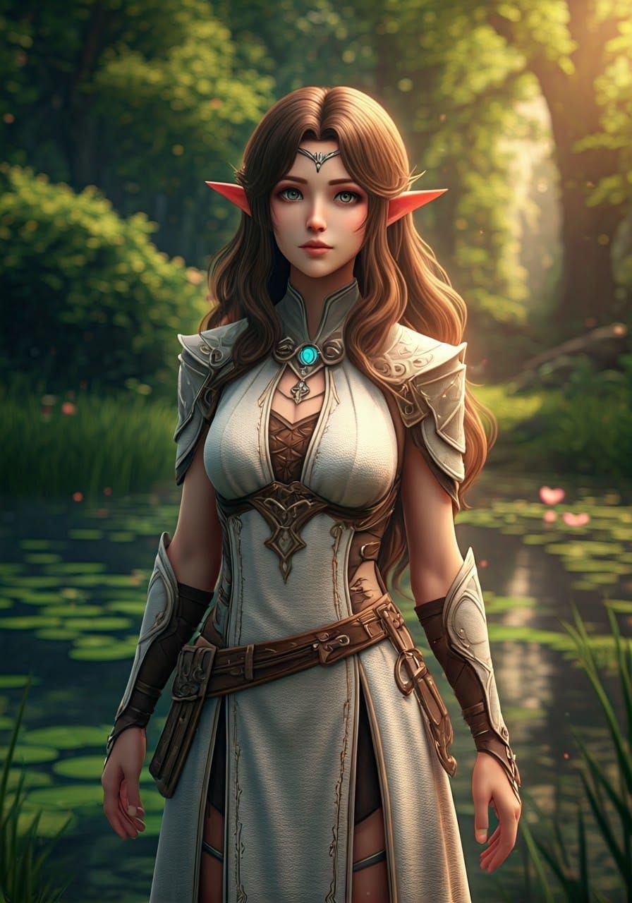 Surreal Anime-Inspired Digital Art of Elven Priestess by a S...