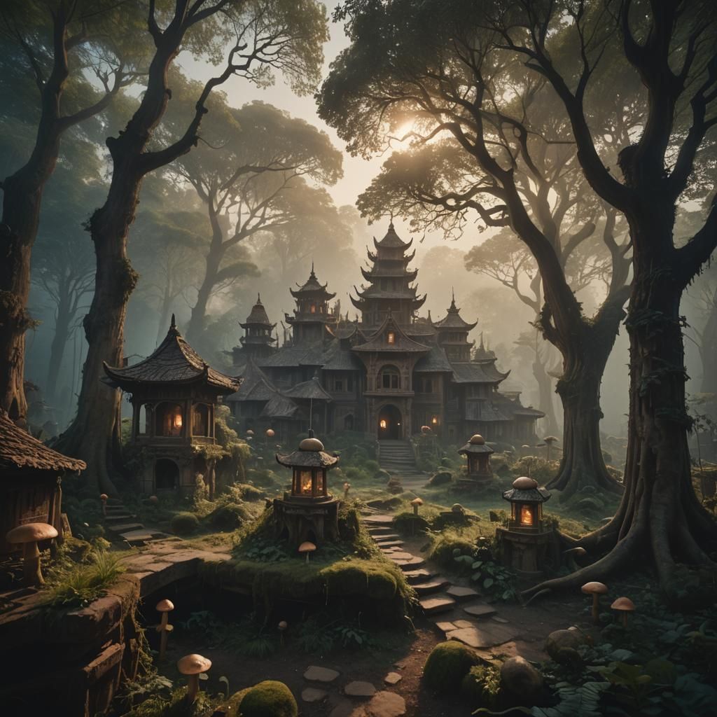 Ancient City of Wisdom in Ethereal Hues