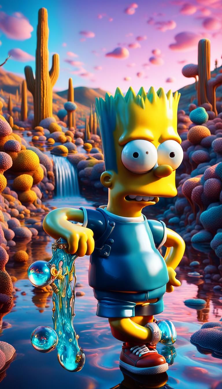 Bart Simpson as Bratz Doll in Surreal Scene