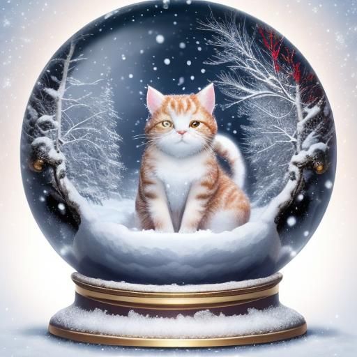 snow globe cat