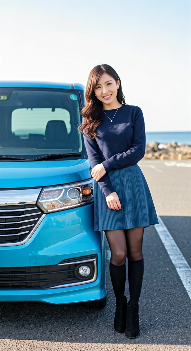 Japanese woman in casual wear and ankle boots