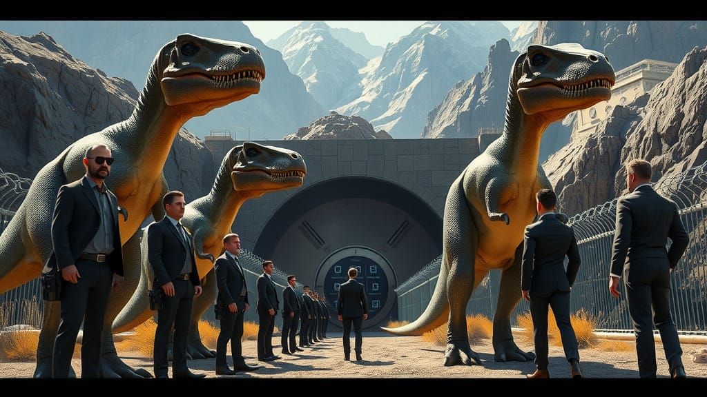 Secret Government Bunker in a Mountain, Guarded by Dinosaurs...