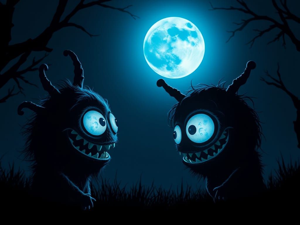 Gum Monsters Backlit by the Moon