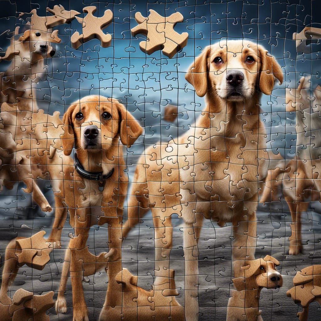 Hyperrealistic 3D Puzzle of Dogs