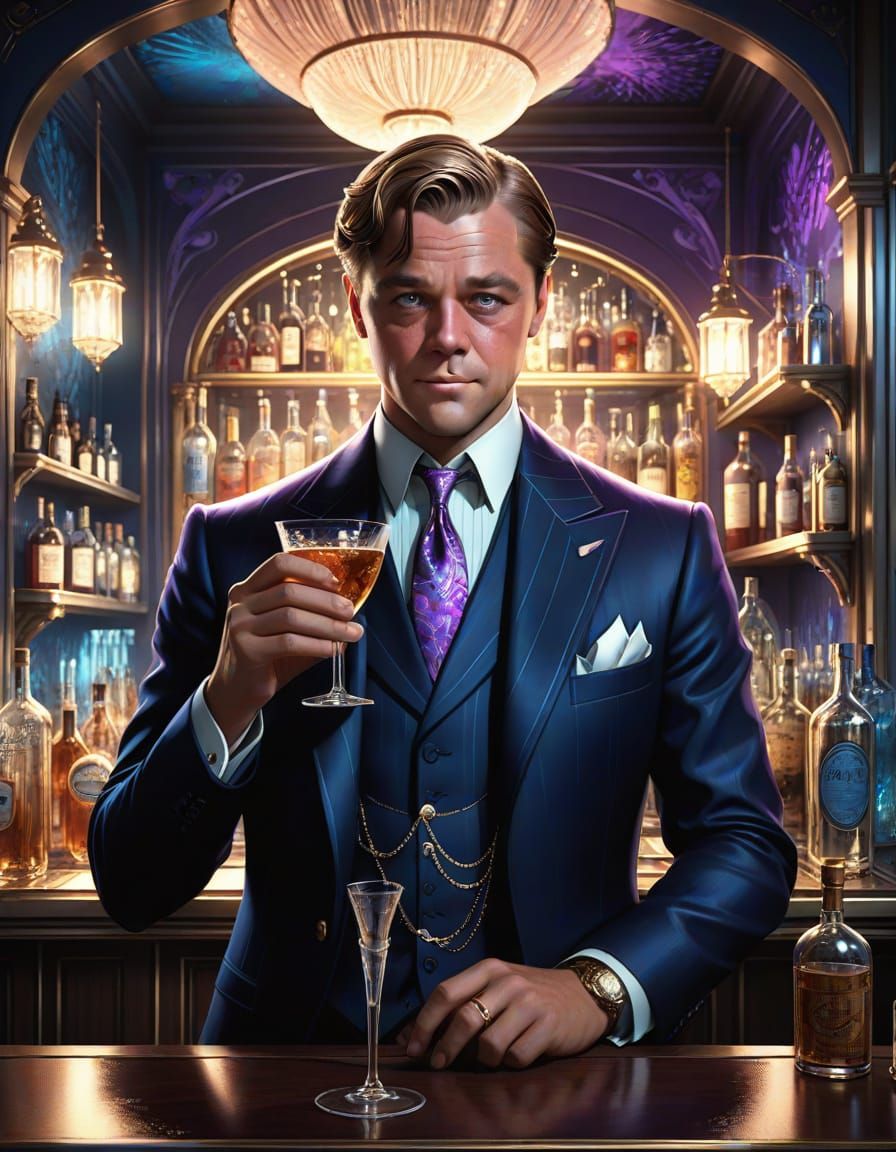 Gatsby in a Speakeasy with Bioluminescent Lighting