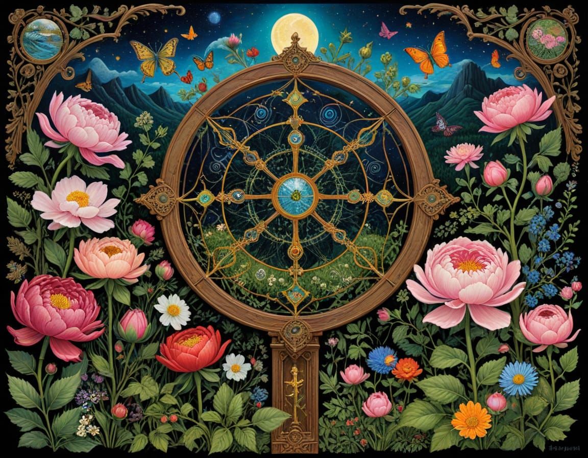 Surreal Puzzle Valley in Whimsical Filigree Style