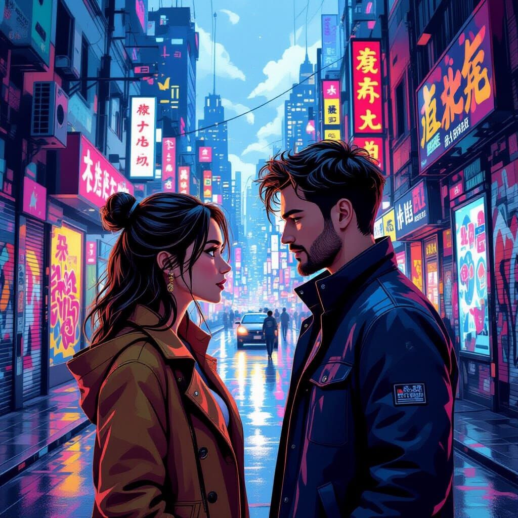 ChatGPT and Google Gemini in Graffiti Cityscape