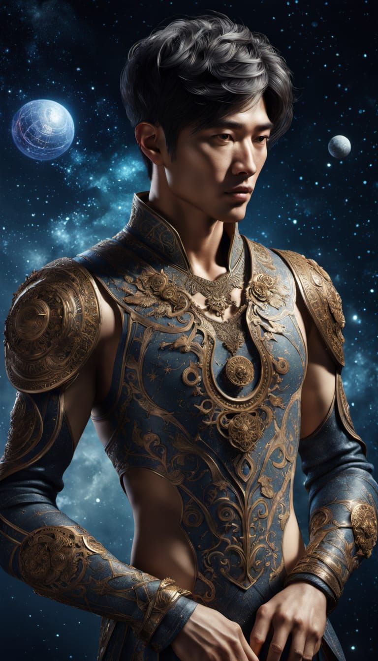 Surreal Aquarius Constellation Painting with Ornate Details