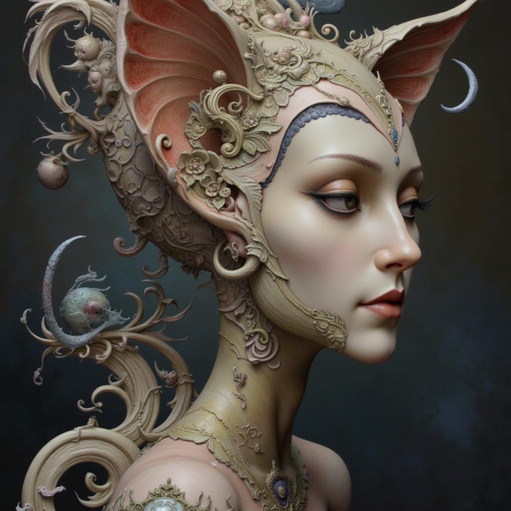 Elegant Feline Elf: Whimsical Fantasy Creature