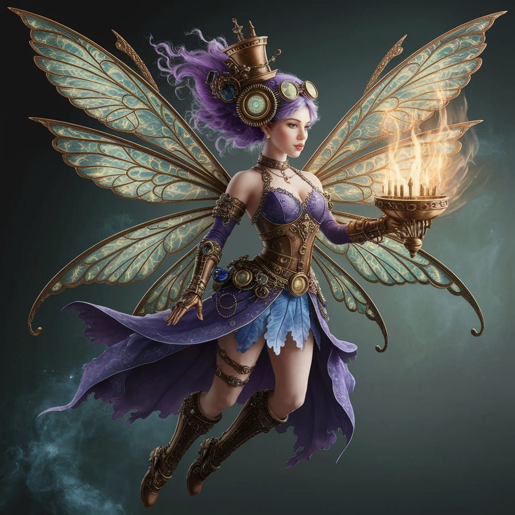 Steampunk Fairy in Flight