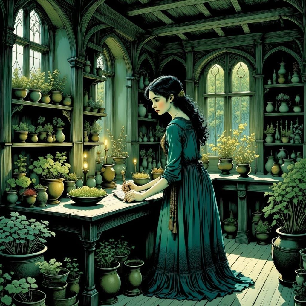 Medieval Herb Woman's House: Detailed and Mysterious