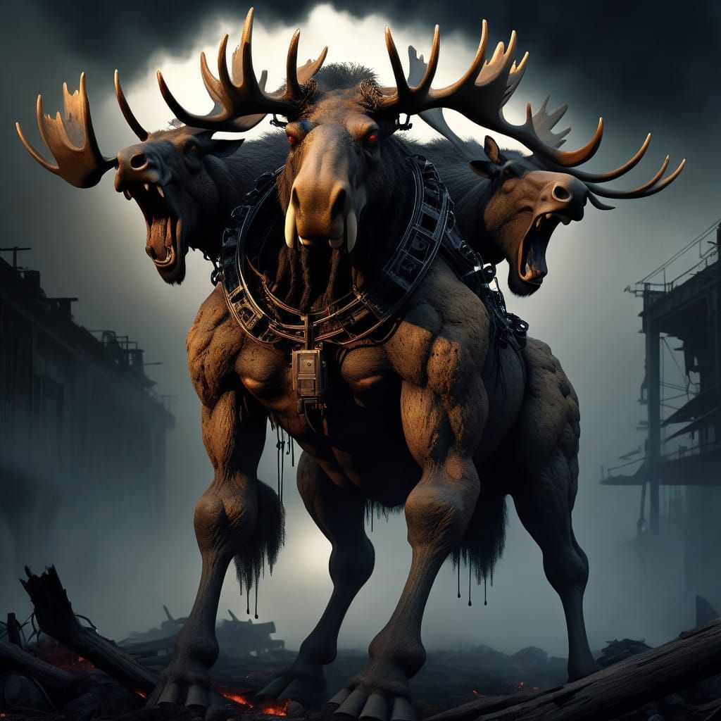 Industrial Hellscape Moose Humanoid