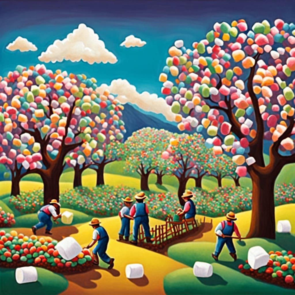 Whimsical Marshmallow Harvest in an Americana Setting