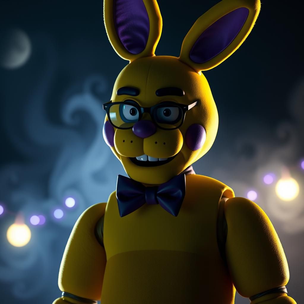 Ethereal Yellow Bunny in Fantasy Landscape