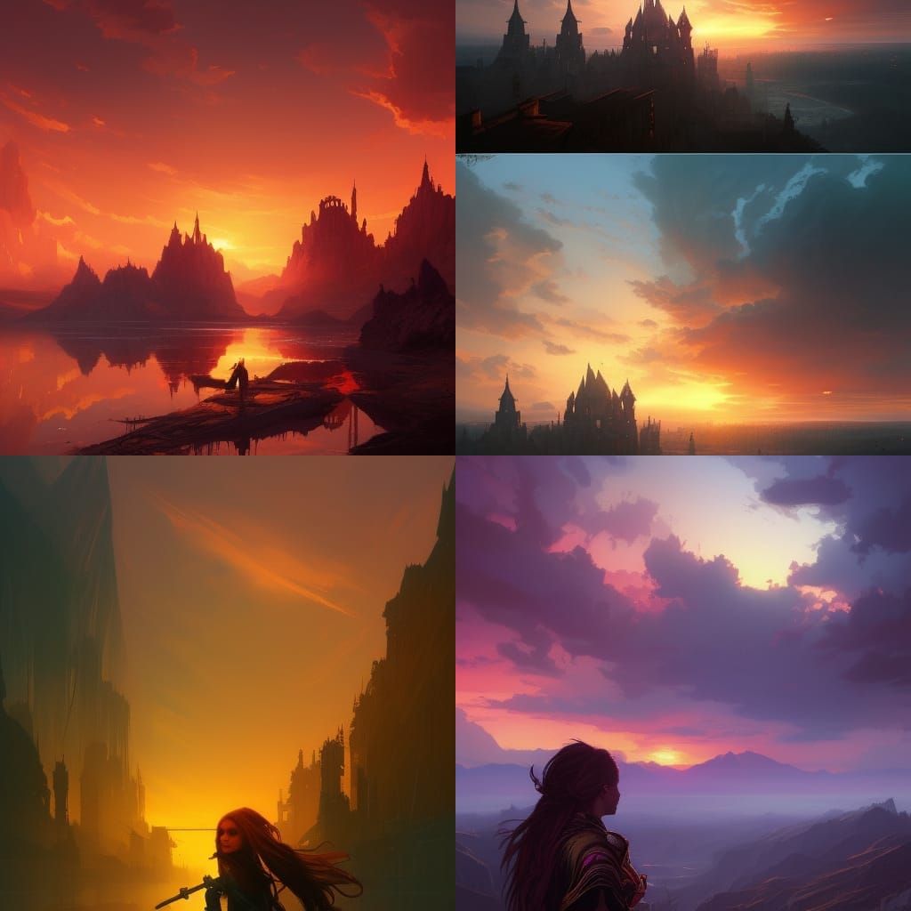 Spectacular Dark Fantasy Sunset in Purple and Yellow