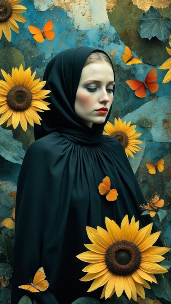 Dystopian Handmaid in Psychedelic 3D Style