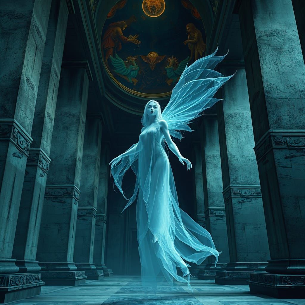 Ethereal Spirit Haunts Brutalist Temple