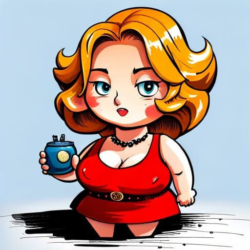 Curvy Blonde Bombshell in Voxel Art Style